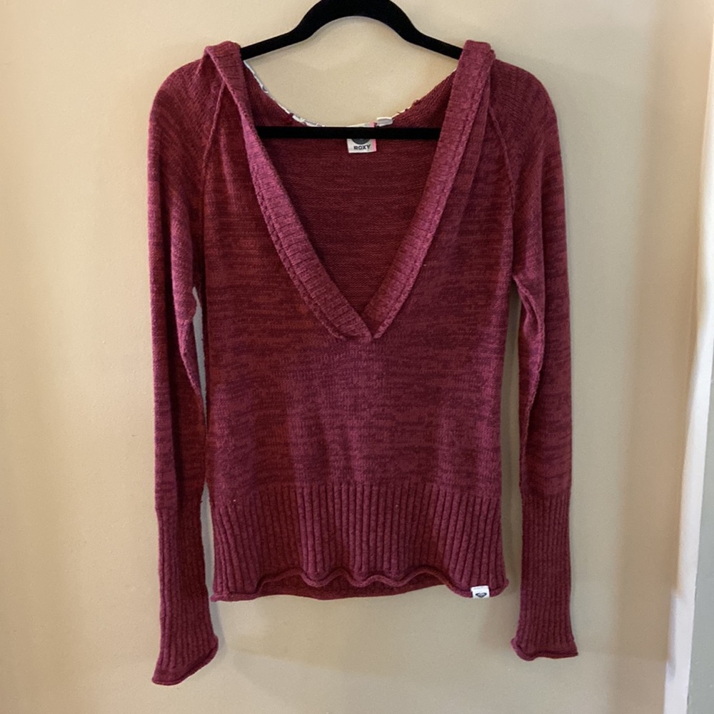 Red Roxy knit sweatshirt size large (fits more like medium)